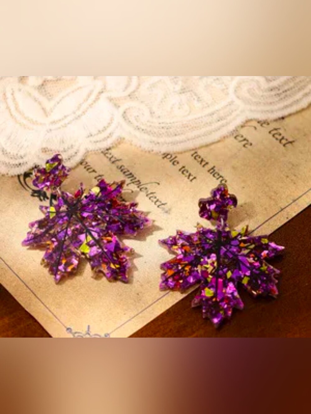 $8 Each Or Bundle 5/$20 Sparkling Purple Fall Leaf Statement Earrings